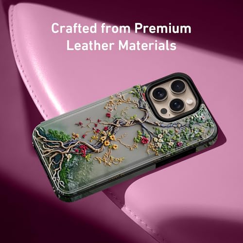 FUNMIKO for iPhone 16 Pro Max Wallet Case, Card Holder, RFID-Blocking - color: Blooming Tree of Life, size: iPhone 16 Pro Max