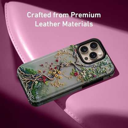 FUNMIKO for iPhone 16 Pro Max Wallet Case, Card Holder, RFID-Blocking - color: Blooming Tree of Life, size: iPhone 16 Pro Max