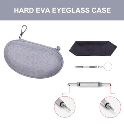 LTGEM Glasses Case Hard Shell, Hard Sunglasses Travel Case for Women Men, Large Eyeglass Cases with Clip and Cleaning Cloth - color: Pink
