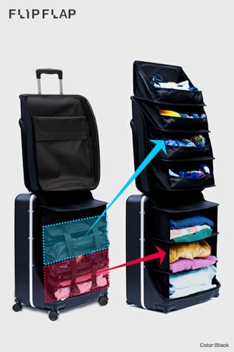 FLIP The Suitcase That Turns Into a Shelf 47L Carry-On Lightweight Polycarbonate Silent Detachable Wheels TSA Lock Front-Open PC Cabin Approved for Business Travel Easy Caster Replacement (Black) - color: Black