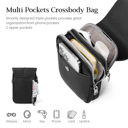 befen Genuine Leather Small Crossbody Bags for Women Cell Phone Purse - color: Black