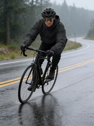 UIQUR Mens Raincoat Waterproof Rain Jacket - color: Black, size: X-Large
