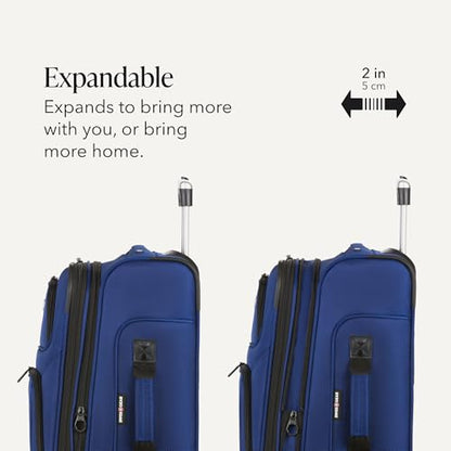 SWISSGEAR Sion Softside Expandable Spinner Luggage Durable Lightweight Travel Suitcase, Blue, 2-Piece Set (Carry-On/Large) - color: Blue, size: 2-Piece Set (Carry-On/Large)