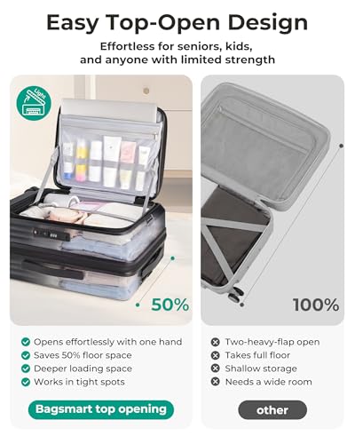BAGSMART 20" Expandable Top-Opening Carry-On, Double Spinner, TSA, Black - color: Black