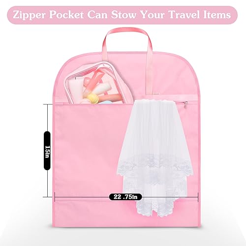 Limoomil 60" Heavy‑Duty Garment Bag, Wedding & Gown Cover, pink - color: Pink, size: 60" x 24" x 5"