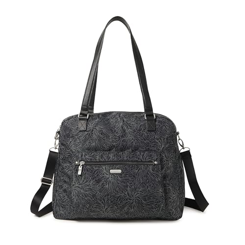 Baggallini Overnight Expandable Laptop Tote with RFID Phone Wristlet - color: Midnight Blossom