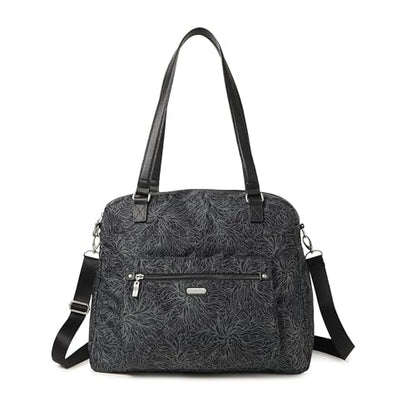 Baggallini Overnight Expandable Laptop Tote with RFID Phone Wristlet - color: Midnight Blossom