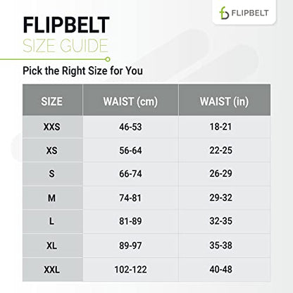 FlipBelt 지퍼 러닝 벨트, 피트니스 및 러닝용 허리 팩, 미국 회사 - color: 반사 네온 옐로우, size: XS