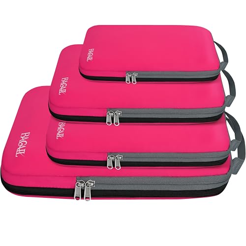 BAGAIL 4 Set/6 Set/8 Set Compression Packing Cubes Travel Accessories Expandable Packing Organizers (Cloth Pattern, 4-Fuchsia) - color: 4-Fuchsia, style: Cloth Pattern