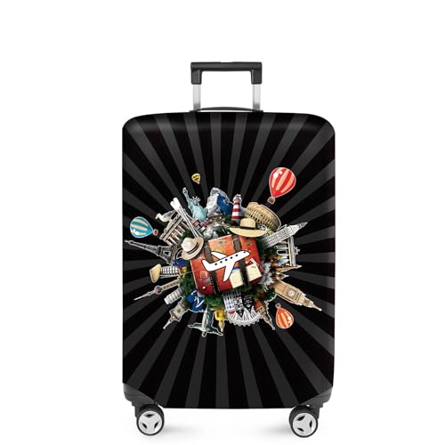 ANNA QUEEN Travel Adventure Luggage Cover, World Map Sticker Design Suitcase Protector, Washable Stretchable Travel Sleeve for 32-34 Inch Luggage - color: #134, size: XL(fits 32-34Inch suitcase)
