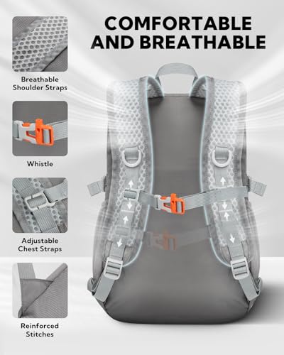 WATERFLY Small Lightweight Packable Backpack, Mini Foldable Travel Daypack - color: Grey