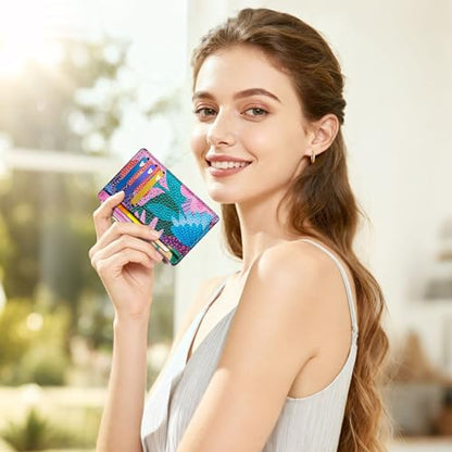 Tipmile Womens Credit Card Holder Wallet, Small Slim RFID Blocking Sleeve - color: Floral Bloom