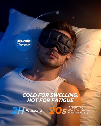 3D Cooling Sleep Mask with Double Coldfocus Gel for Hot & Cold Therapy - color: Black 2 Packs