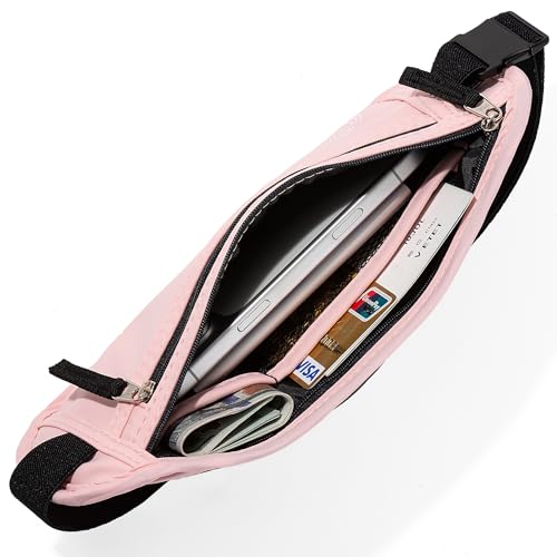 Money Belt - Slim Passport Holder RFID Blocking Travel Wallet Undercover Fanny Packs for Men Women - Pink - color: D Pink