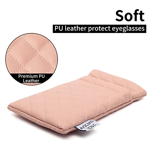 Face Shadow Double Glasses Case Soft Eyeglass Case For Women Men - color: Pu Pink