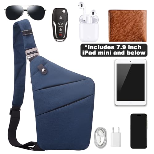 Anti Theft Travel Bag Sling Cross-body Bag Large Capacity - color: Blue, style: Left Shoulder