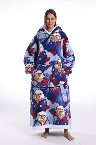 Capecage Long Wearable Blanket Hoodie with Big Pocket,Gift for Women or Men - color: Eagle