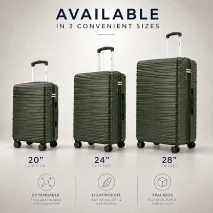 IZOD Romeo 3 Piece Hardside Expandable Luggage Set with Spinner Wheels - color: Forest, size: 3 Piece Set