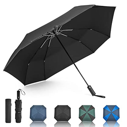 G4Free 54 Inch Large Golf Umbrella, Automatic Square 3 Folding Windproof Compact Travel Rain Umbrella - color: Black