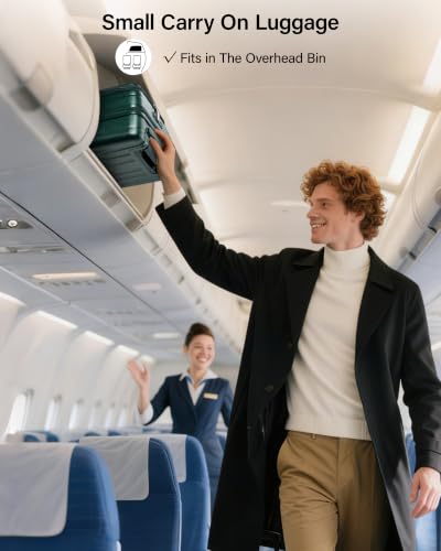 Hanke Top Opening Carry-On - Expandable 16 Inch Airline Approved Spinner - color: Blackish Green, size: 16 Inch Expandable