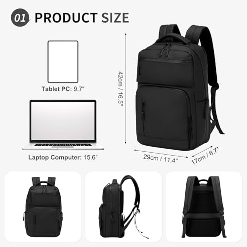 20L 15.6 Inch Laptop Backpack Anti Theft Flight Approved Black - color: Black