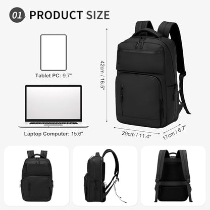 20L 15.6 Inch Laptop Backpack Anti Theft Flight Approved Black - color: Black