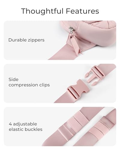 BAGSMART Puffy Fanny Packs for Women Belt Bag with Adjustable Strap - color: Pink