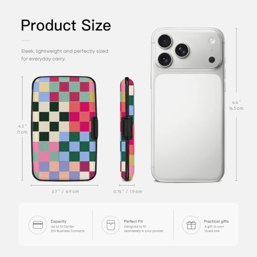 Credit Card Holder Multicolor Checker Mini Aluminum Wallet - color: Multicolor Checker