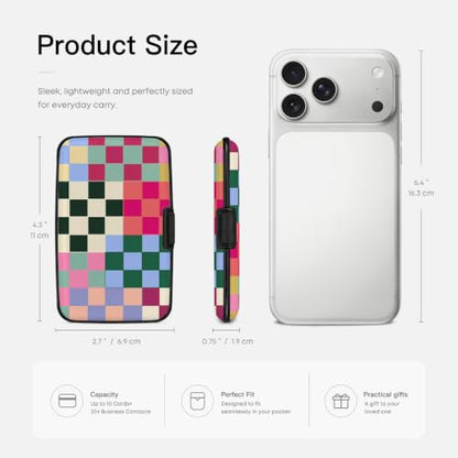 Credit Card Holder Multicolor Checker Mini Aluminum Wallet - color: Multicolor Checker