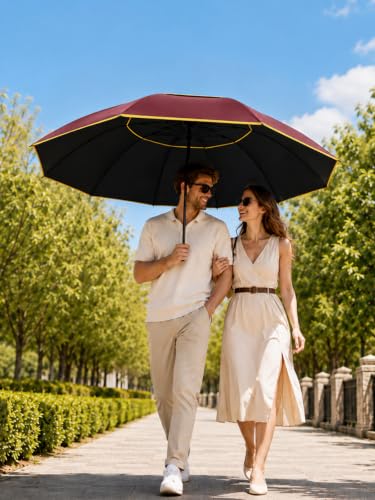 Kalolary 62 Inch Extra Large Golf Umbrella UV Protection Compact Umbrella - color: Red