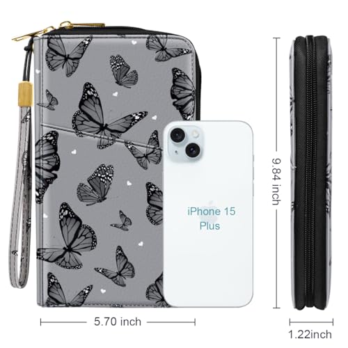 Family Passport Holder Wallet RFID Blocking Document Organizer - color: Butterflies