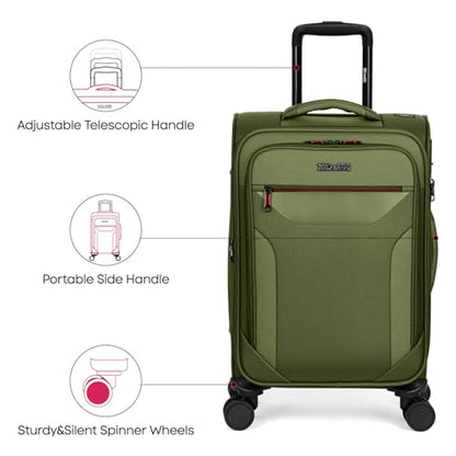 Softside Suitcases w/Wheels 32 Inch Luggage,Expandable 20% - color: Green, size: Checked-Extra Large 32 inch