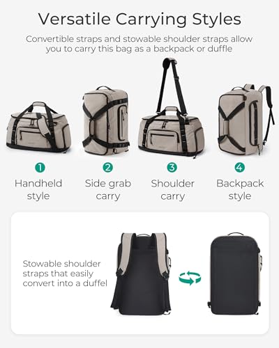 BAGSMART 4-IN-1 Gym Bag for Women Men, TSA Duffle Bag for Travel - color: Camel
