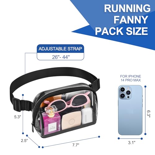 Clear Fanny Pack Stadium Approved Samll Waist Bag - color: Blacbb1