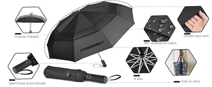 MRTLLOA Compact Golf Umbrella, 10 Ribs Vented Windproof Travel - color: Purple, size: 49 Inch