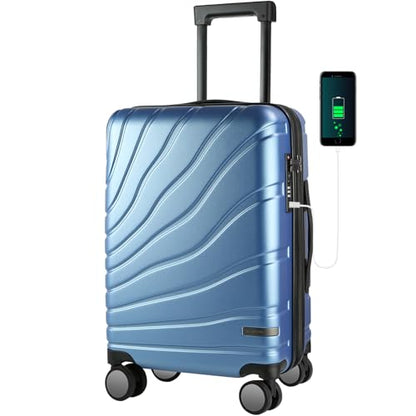 VANKEAN 20" Expandable Hardshell Spinner Carry-On with TSA Lock Approved - color: Light Blue