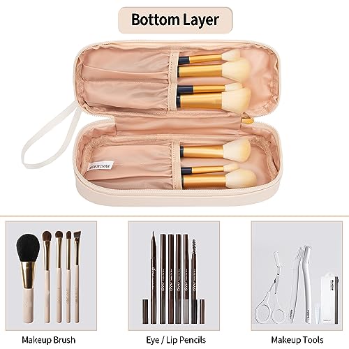 Clear Makeup Bag with Brushes Compartment Travel TSA Approved Toiletry Bag - color: 05-cream clear