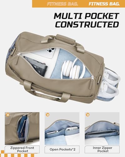 WISEPACK Gym Bag for Women with Shoe Compartment Travel Duffel Bag Brown - color: I1-Dark Brown