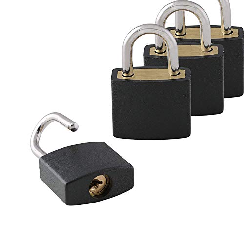 VIP - 8 Pc Metal Padlock Solid Brass Luggage, Backpack, Diary, Jewelry Box, Crafts, School Teaching Lock with Key and Durable Cover (Small, Red) - color: Red, size: Small