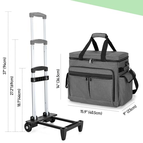 Trunab Rolling Teacher Bag with Expandable File Pocket Detachable Trolley - color: Grey