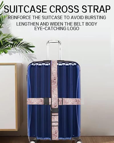 Luggage Straps for Suitcases, Adjustable Travel Belt, Durable Wide Luggage Strap, Cute Suitcase Strap Identifiers with Buckle, Bag Straps for Luggage, Glitter Pink Leopard - color: Glitter Pink Leopard