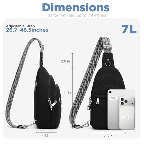 Anti Theft Sling Bag for Women, RFID Crossbody Purse Travel Black - color: Black