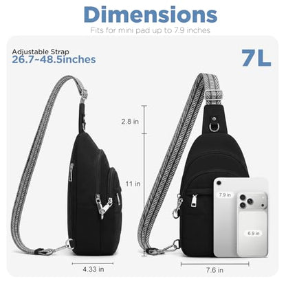 Anti Theft Sling Bag for Women, RFID Crossbody Purse Travel Black - color: Black