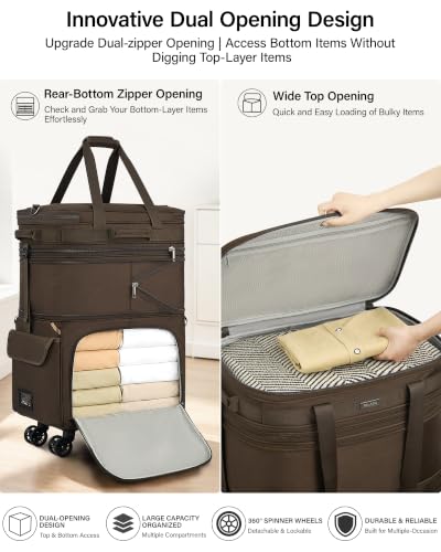 MILADA Expandable Luggage Bags for Travel Large Suitcases with Wheels - color: Coffee