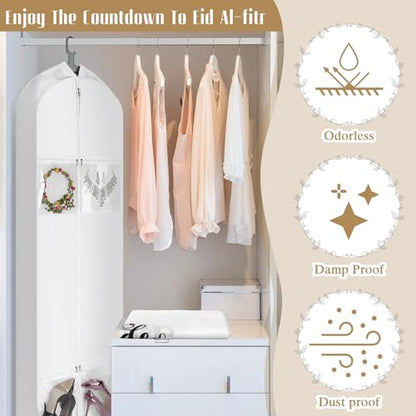 2 Pack 70" Wedding Dress Garment Bag 70" X 8" White - color: White, size: 70" X 8"