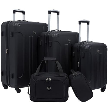 Travelers Club Chicago Hardside Expandable Spinner Luggage, Black, 5 Piece Set - color: Black, size: 5-Piece Set