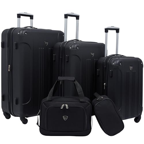 Travelers Club Chicago Hardside Expandable Spinner Luggage, Black, 5 Piece Set - color: Black, size: 5-Piece Set