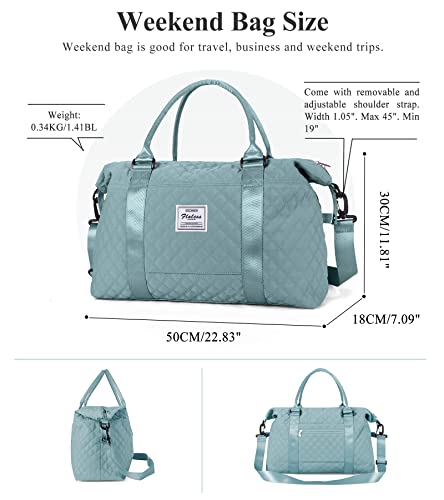 Travel Duffel Bag, Carry On Overnight Weekender Bags for Women | Travel Bag with Wet Pocket & Trolley Sleeve, For Spirit Airlines 18x14x8 Personal Item Bag - color: B2-Grid-Light Blue with Toiletry Bag, style: Travel Bag