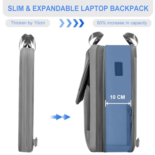 ZINZ Slim & Expandable Laptop Backpack 15.6 16 17 inch,Grey - color: G01y01