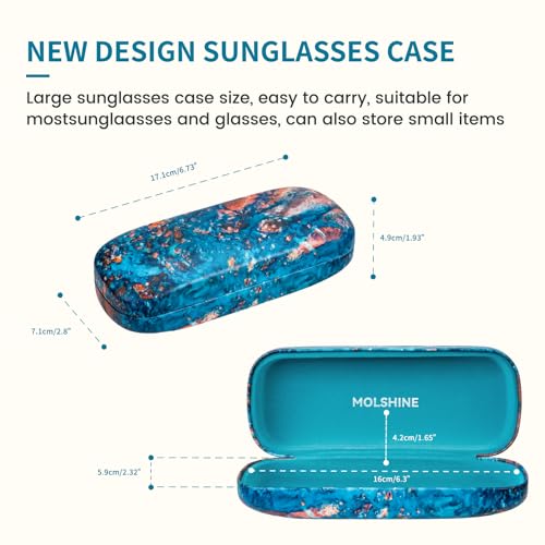 molshine Hard Shell Sunglasses Case, Classic Large Glasses Case for Women Men, Sunglass Eyeglasses - color: Ocean Blue